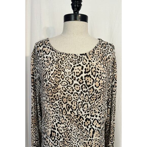 Chico's The Ultimate Tee Leopard Top Tee Stretch Shirt Womens 1 (8/10 M) - Picture 3 of 7